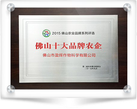 Premio a las 10 mejores marcas agrícolas de Foshan 2015